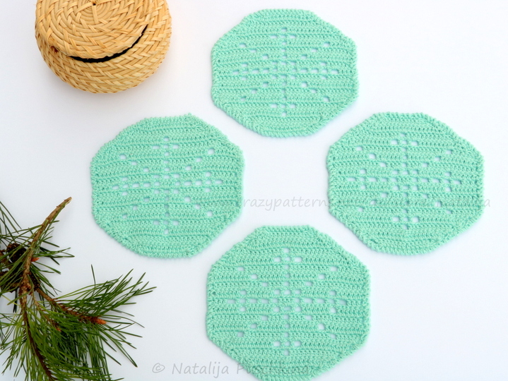 Häkeln für Weihnachten - Tassenuntersetzer 'Schneeflocke'