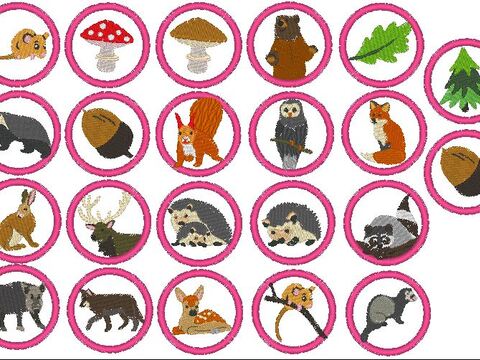 Stickdatei Waldtiere Buttons