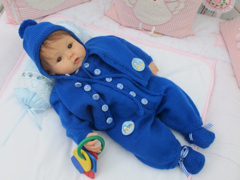 Strickanleitung 4-teiliges Set Gr. 50/54 für Baby und Reborn ULLI - Bild 5