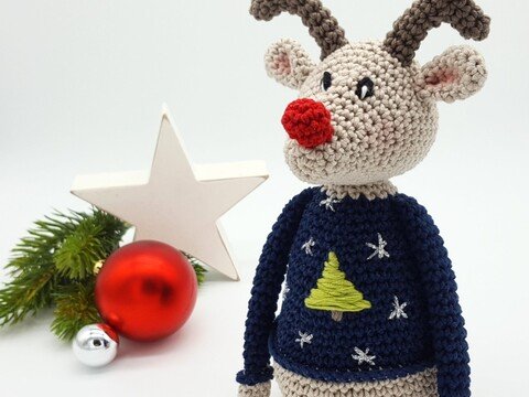 Häkelanleitung Rentier Randolph