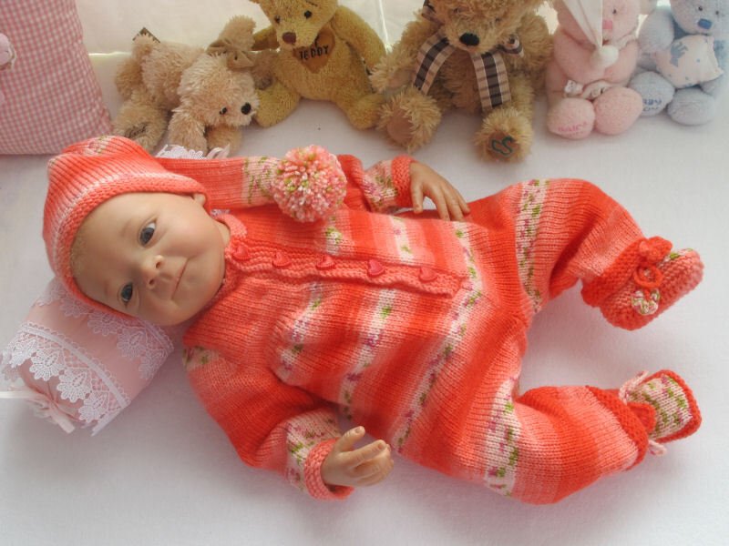 Strickanleitung MOdell BUNT4 3-teilig Gr. 50/56 für Baby und Reborn