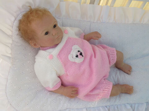 Strickanleitung Babyset Gr. 50 4-teilig Modell Teddy für Reborn