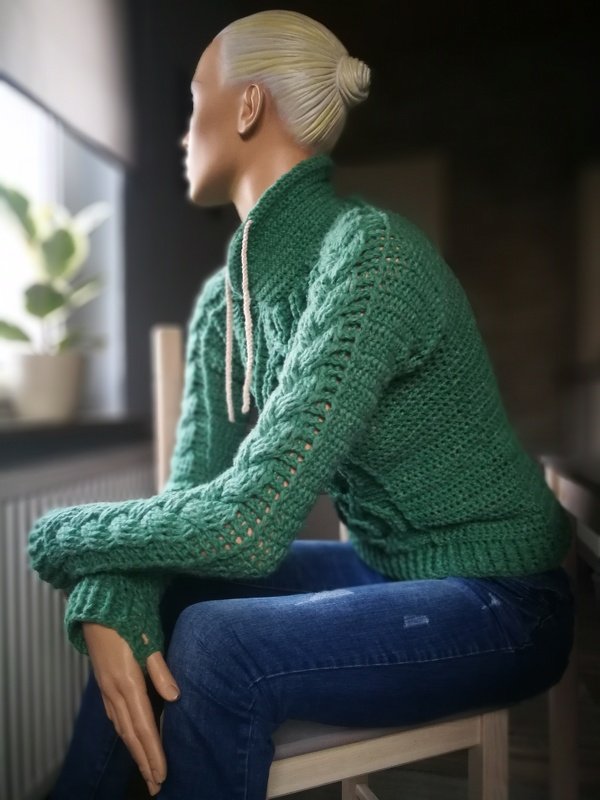 Häkelanleitung Zopfpullover Klarissa Gr.32/34 bis 52/54 - Bild 8