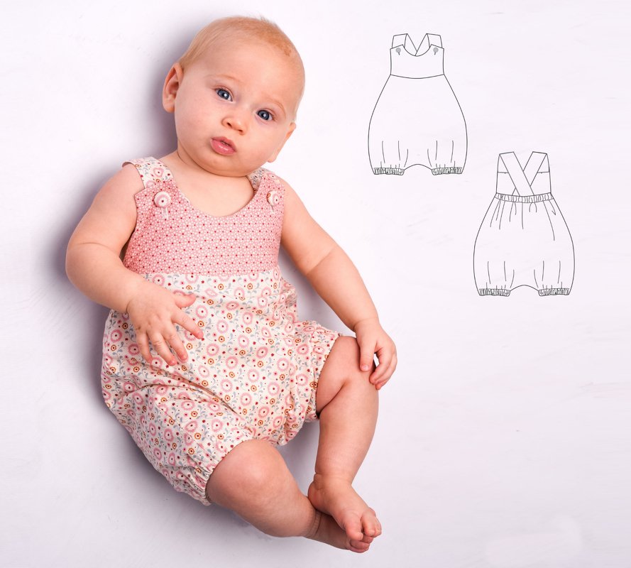 Baby Romper &amp; Overall Sewing Pattern PDF – Luna &amp; Charlotte (0M–2Y)