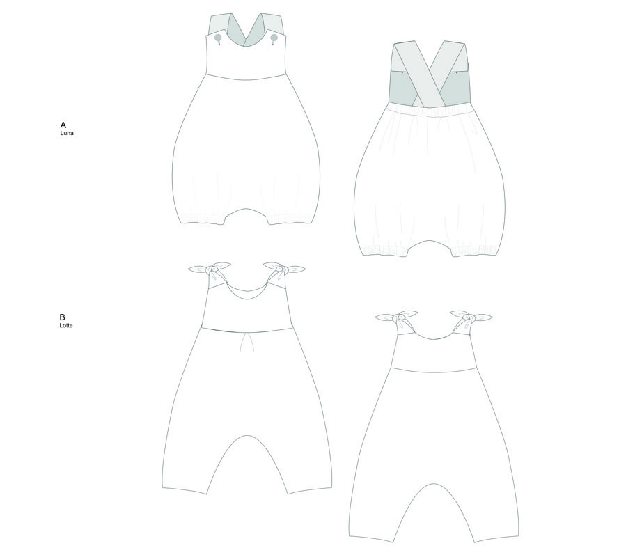 sewing pattern baby set LUNA & CHARLOTTE 0m/1m 3m/6m 9m/12m 18m/2y - Image 9