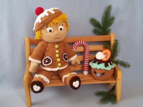 Häkelanleitung Puppe, Luis Lebkuchenmann