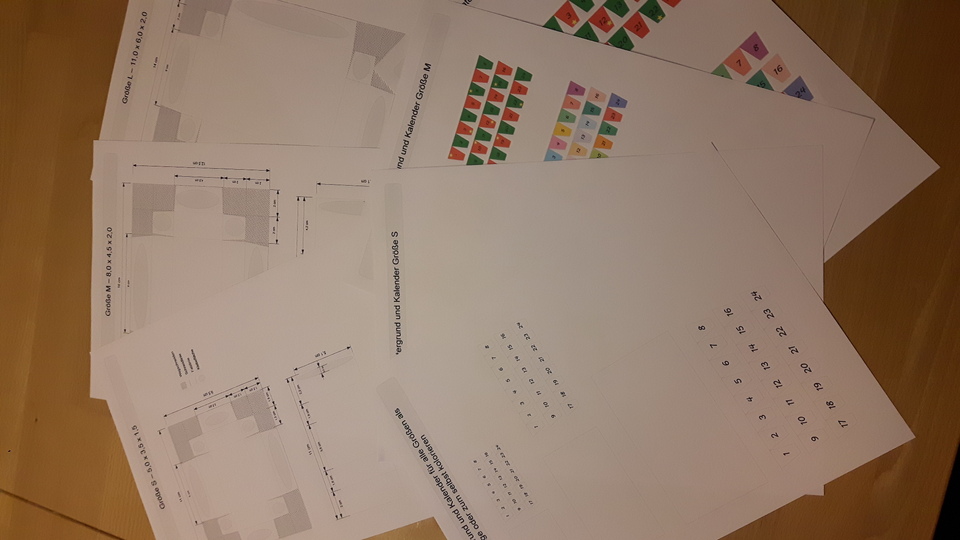 Taschenadventskalender in drei verschiedenen Größen