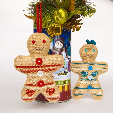 Amigurumi Pattern for Jacquard Gingerbread Man Christmas Ornament and Toy