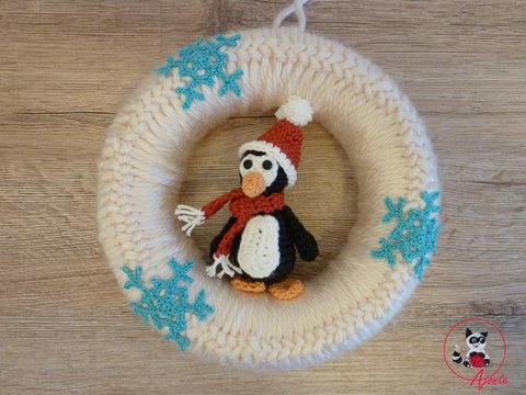 Türkranz - Winter - Pinguin  Häkelanleitung