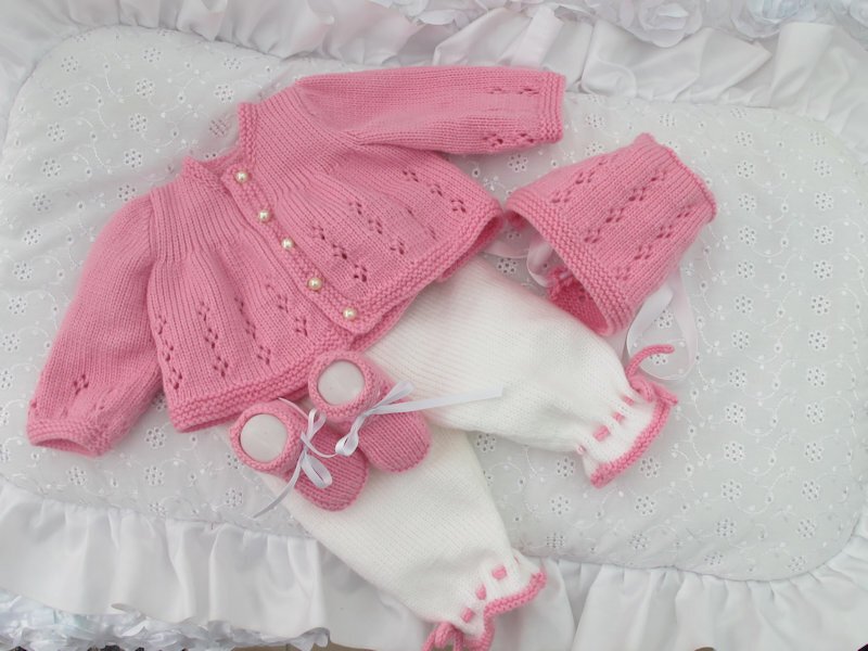 Strickanleitung Modell Sabine Gr. 48 3-teilig für Rebornbaby - Bild 3