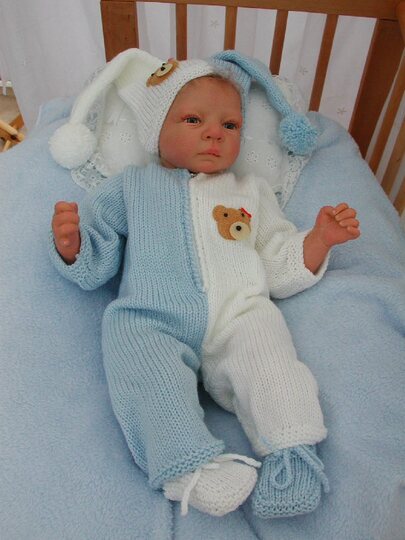 Strickanleitung Babyset Gr. 56 Modell Duo 3-teilig