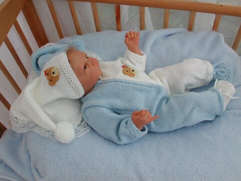 Strickanleitung Babyset Gr. 56 Modell Duo 3-teilig