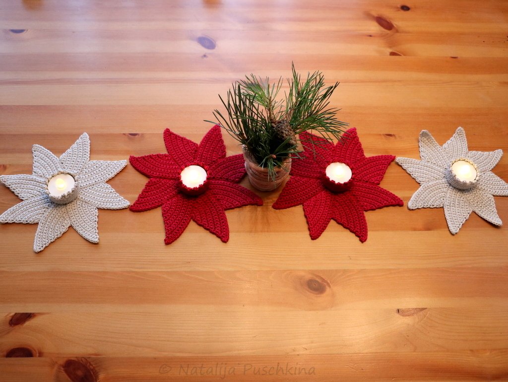 Tassenuntersetzer, Teelichthalter oder Adventkranz 'Blume' – Häkelanleitung für Anfänger