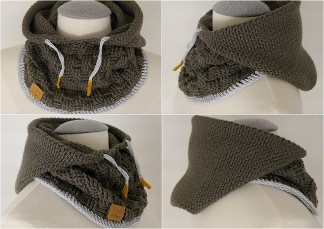 Crochet Pattern - Hooded Scarf SCOODY - No.184E
