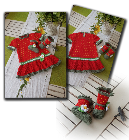 Strawberry Field Dress set for 3 to 18 months