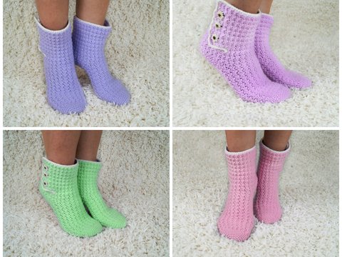 Häkelanleitung Haussocken, Hausschuhe Gr. 36-43