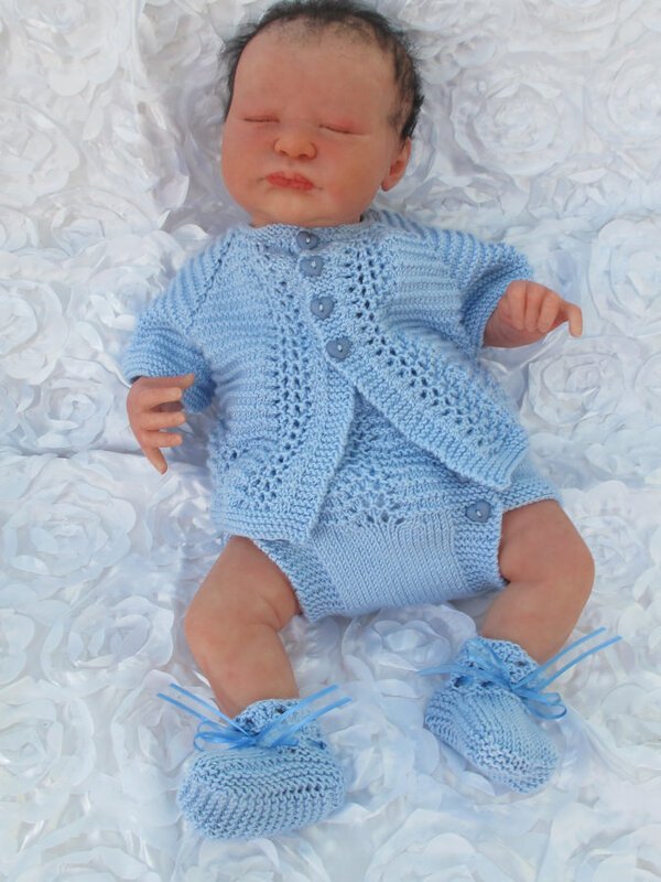 Strickanleitung Babyset für Reborn Gr. 50 3-teilig