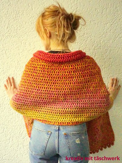 Häkelanleitung Poncho, Stola "Feuervogel". Für alle Größen! Einfach schön!