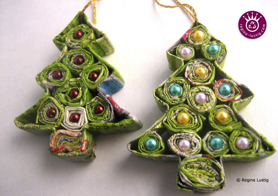 Weihnachtsanhänger aus Altpapier, Upcycling, Recycling