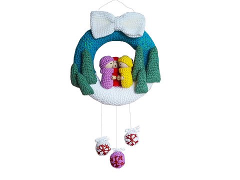 Türkranz Winter, Door hanger winter, Häkelanleitung, Crochet pattern