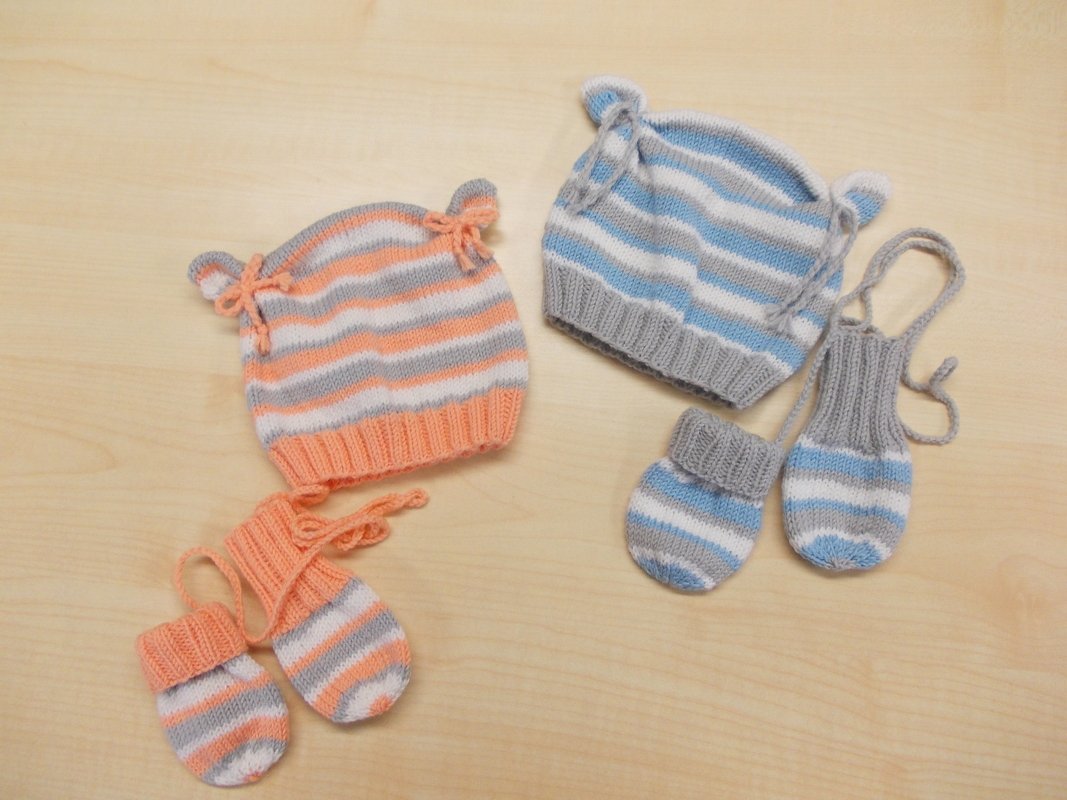 Babymütze und Fäustlinge 0 - 3 Monate