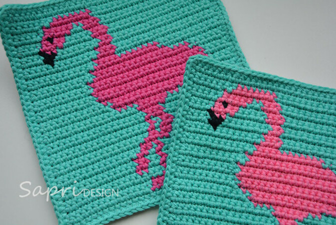 Flamingo Potholder Crochet Pattern - for beginners