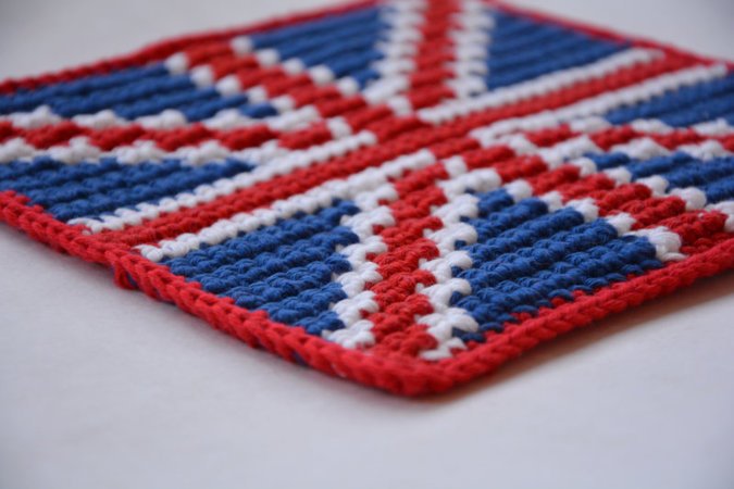 Union Jack Potholder Crochet Pattern - for beginners