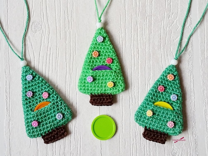 Häkelanleitungen Sparset - Einkaufschip/Geschenkeanhänger Schneemann, Tannenbaum und Nikolaus