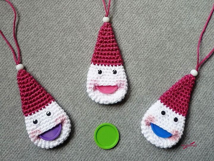 Häkelanleitungen Sparset - Einkaufschip/Geschenkeanhänger Schneemann, Tannenbaum und Nikolaus