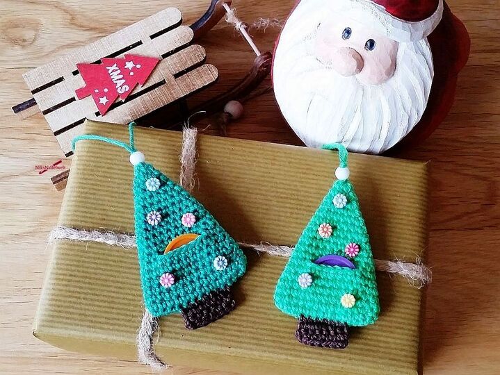 Häkelanleitungen Sparset - Einkaufschip/Geschenkeanhänger Schneemann, Tannenbaum und Nikolaus