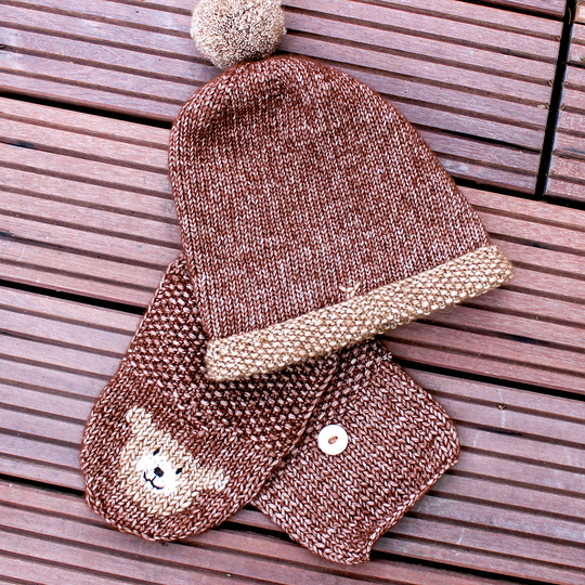 Schal Bär für Kinder (an jedes Größe anpassbar) - Strickanleitung für Anfänger