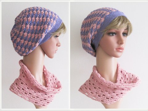 Häkelanleitung: Damen Mädchen Mütze + Möbiusschal (S, M, L)