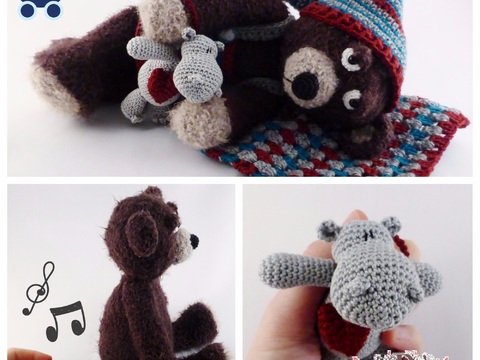 Spieluhr Teddybär Mutzli mit Babyrassel Nilpferd