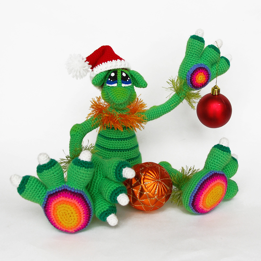 Amigurumi Pattern for Cute Monster Boy. Crochet Greenery Unusual Toy. Dino Christmas toy