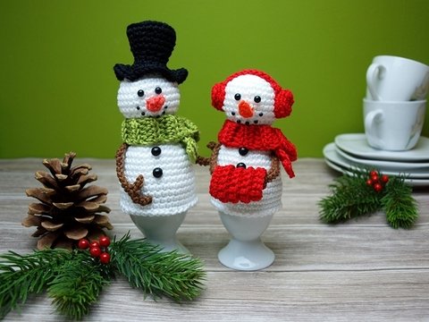 Häkelanleitung Eierwärmer Schneemann und Frau - PDF Datei