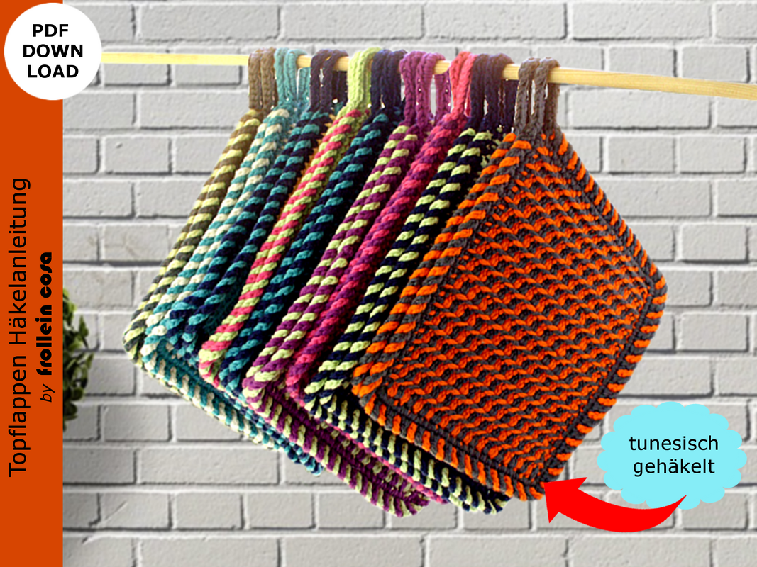 "Topflappen" tunesisch gehäkelt