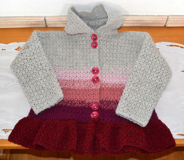 Häkelanleitung * Mädchen Jacke mit Rüsche * 5 Größen 98 - 152