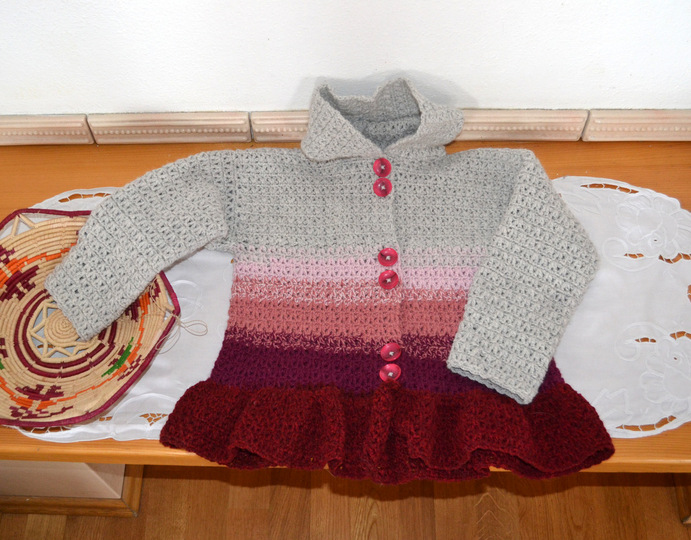 Häkelanleitung * Mädchen Jacke mit Rüsche * 5 Größen 98 - 152