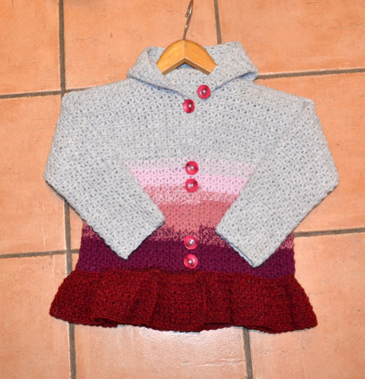 Häkelanleitung * Mädchen Jacke mit Rüsche * 5 Größen 98 - 152