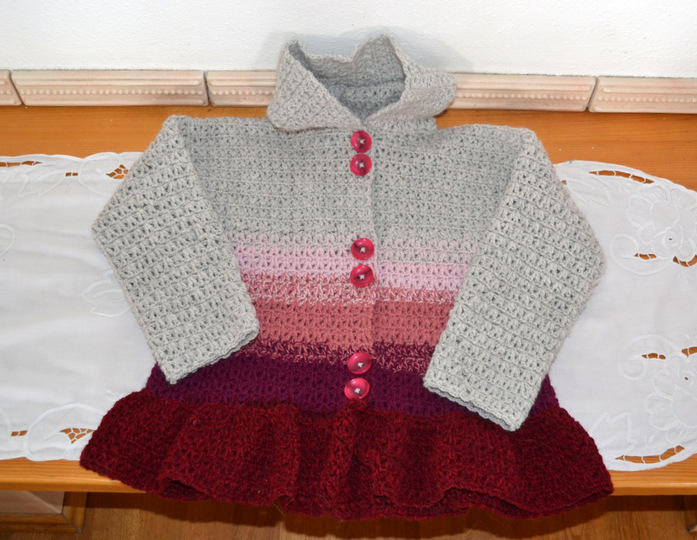 Häkelanleitung * Mädchen Jacke mit Rüsche * 5 Größen 98 - 152