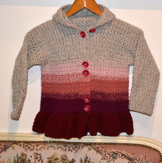 Häkelanleitung * Mädchen Jacke mit Rüsche * 5 Größen 98 - 152