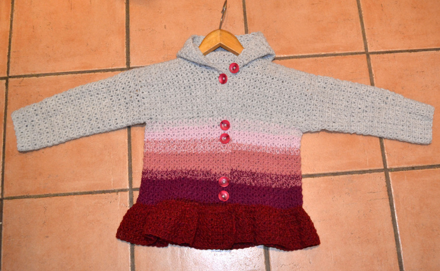 Häkelanleitung * Mädchen Jacke mit Rüsche * 5 Größen 98 - 152