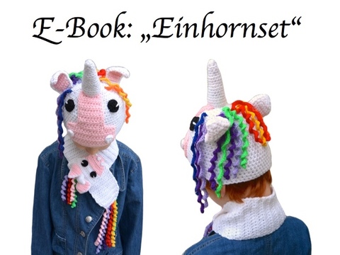 "Einhornset" Mütze & Schal 2 Größen Häkelanleitung