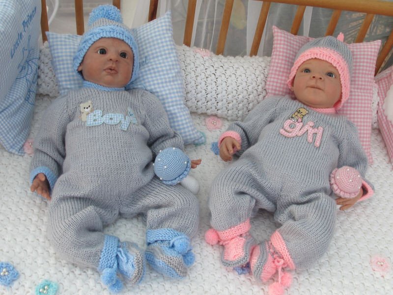 Strickanleitung Babyset Zopf Gr. 50/54 3-teilig für Baby und Reborn