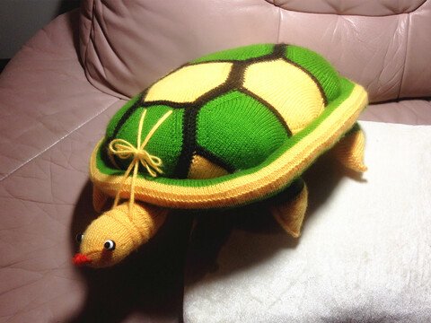 gestrickte Schildkröte Strickanleitung in Grün/Gelb ca. 40cm