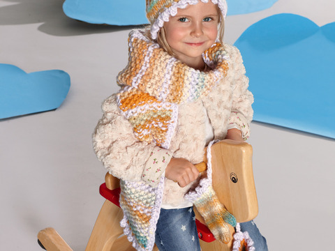 Set Agnita: Bommelmütze, Schal und Fäustlinge