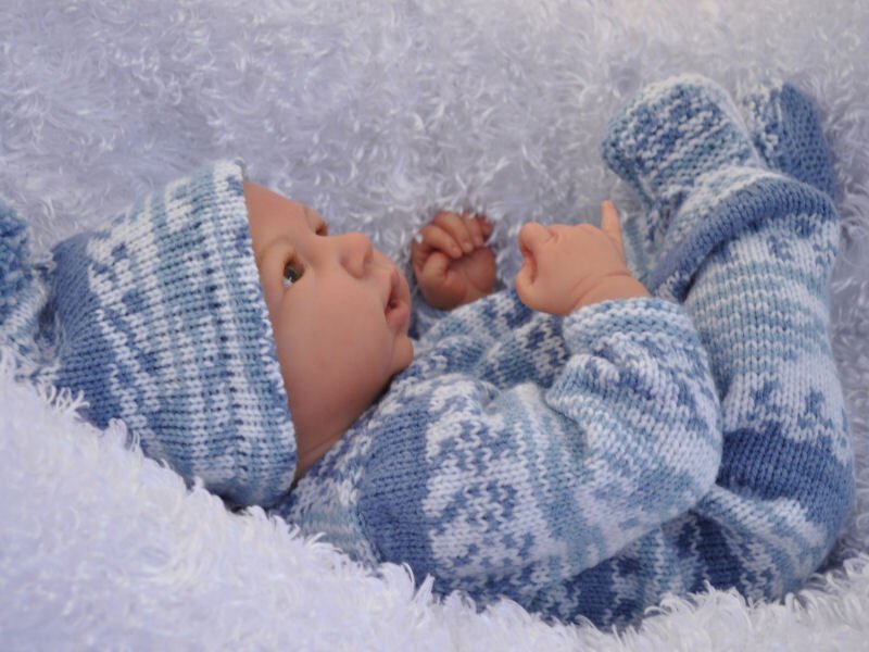 Strickanleitung Babyset Bommel 3-teilig Gr. 50/54 für Baby und Reborn - Bild 2