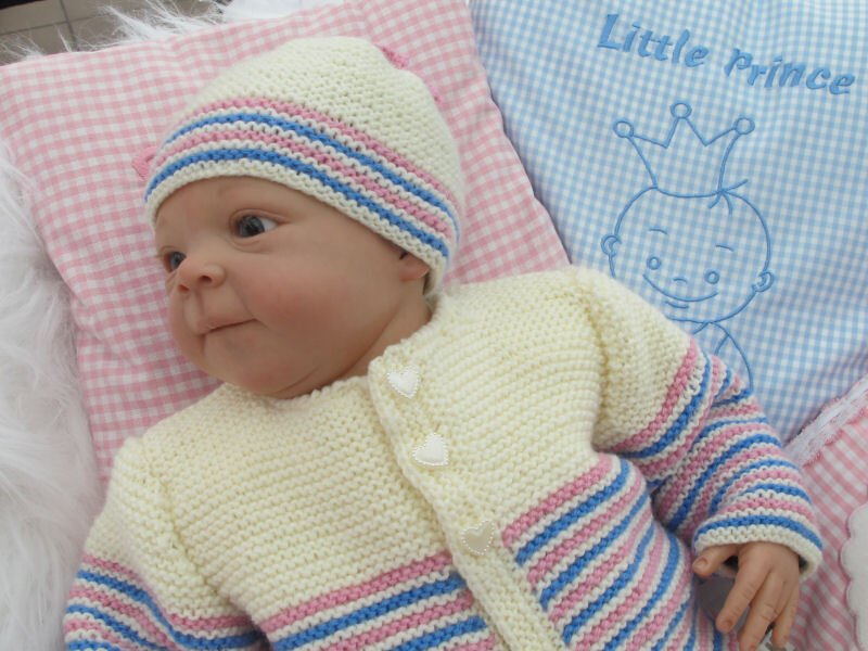 Strickanleitung Babygarbitur Nina 3-teilig für Baby und Reborn Gr. 50/54 - Bild 4