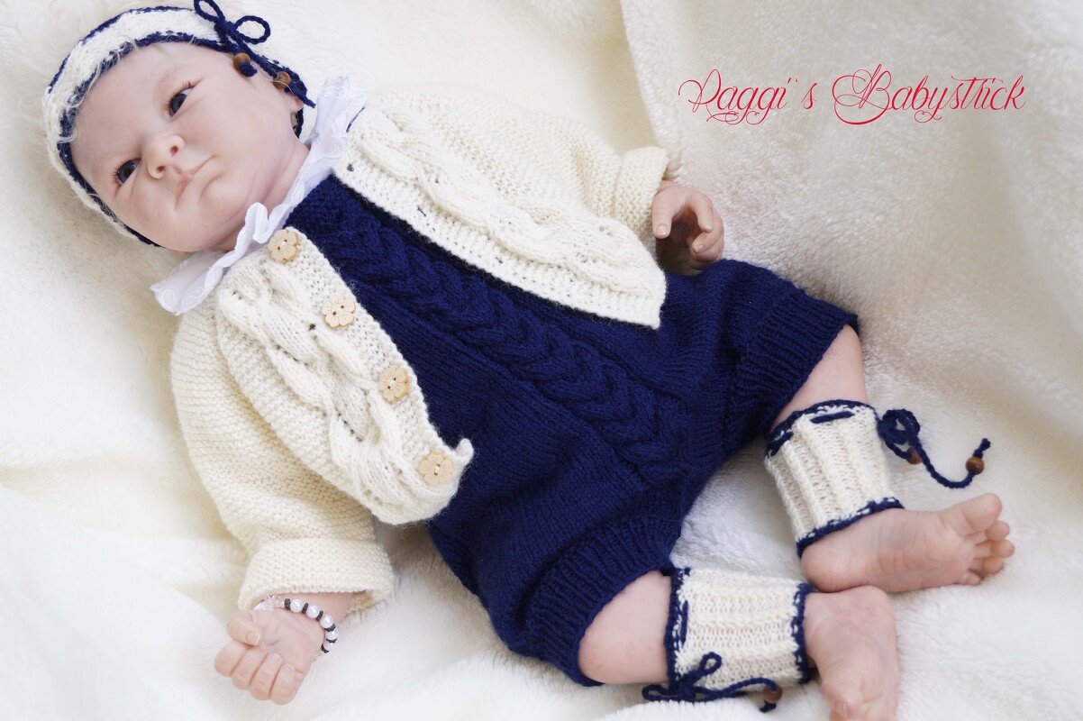 Strickanleitung f&uuml;r Baby's u. Reborns Modell Hansi Gr. 50-56 4-teilig