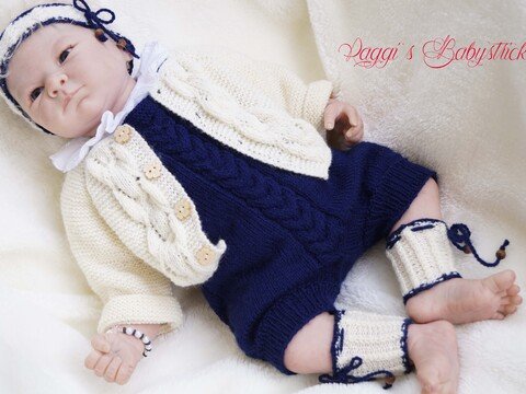 Strickanleitung für Baby's u. Reborns Modell Hansi Gr. 50-56 4-teilig